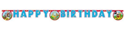 Procos- Festone Compleanno Happy Birthday Disney Mickey Rock The House in Carta FSC, Color blanco (93827)