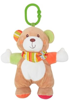 Lorelli Baby Kuscheltier Plüsch Greifling, C-Ring, auffällige Farben, ab Geburt beige