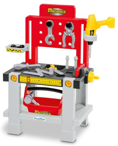 Jouets Ecoiffier - 2416 - Etabli avec accessoires pour bricoler comme les grands - Mecanics - 16 pièces - Jeu d'imitation - Jeu de bricolage - Dès 18 mois - Fabriqué en France
