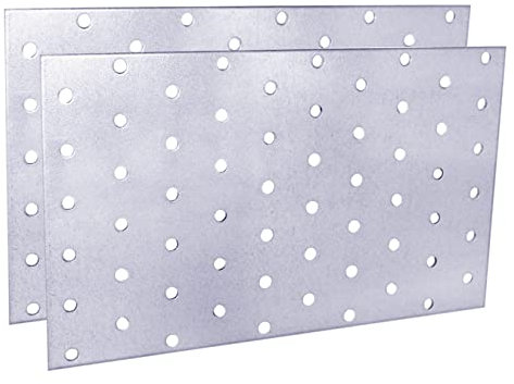 Paquete de 2 conectores planos de acero galvanizado de 120 x 200 x 2 mm, soportes de fijación, reparación de placas galvanizadas (2 unidades, sin tornillos)