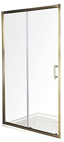 Milano Monet - Antique Brass Reversible Sliding Door Shower Enclosure White Tray - 1400mm x 700mm