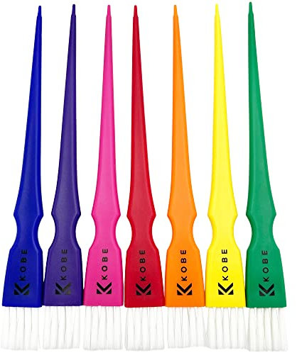 Kobe Pinceles profesionales de 7 piezas de tinte para el cabello Rainbow - Juego de pinceles de tinte pequeño y colorido