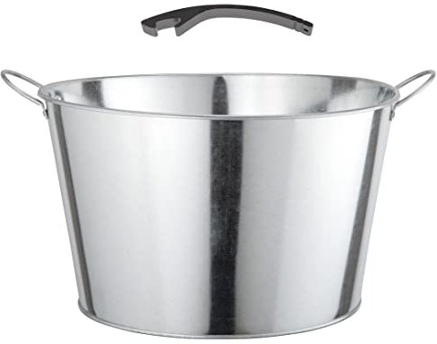 Katai 5 Gallon Galvanized Metal Drink Bucket with Handles - Large Beverage Tub for Parties, Heavy Duty Ice Bucket for Drinks, Round Drink Tubs for Parties with Bottle Opener, Metal Tub for Drinks