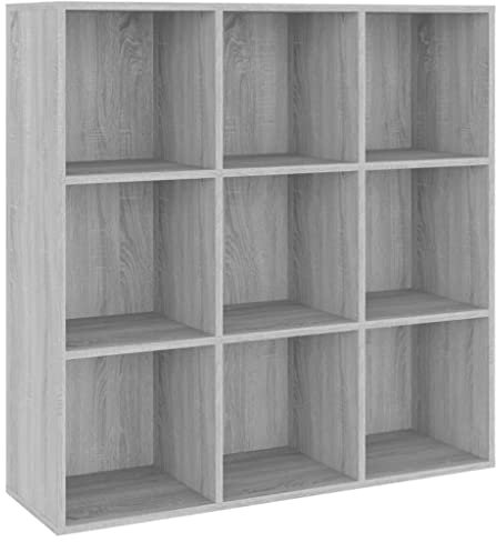 vidaXL Bücherschrank, Bücherregal mit viel Stauraum, Büroschrank für Schlafzimmer Wohnzimmer Büro, Aktenschrank Schrank Raumteiler, Grau Sonoma