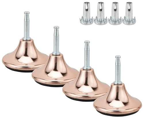 Roségold, verchromte Möbelfüße, Beingleiter, mit Einsatz für Diwan, Bett, Sofa, Stuhl, 4 Stück