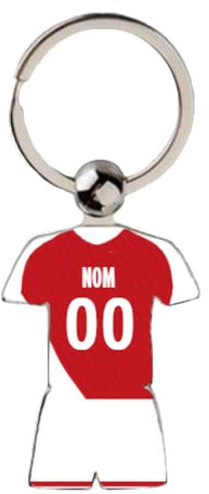 Porte Clé Football Monaco 2022 2023 Maillot Domicile Personnalisable avec Nom et Numéro