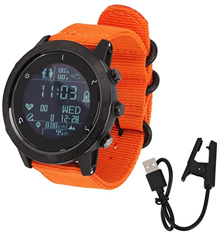 Deosdum Orologio da Uomo Smartwatch Orologio Sportivo Orologio Subacqueo con GPS Altimetro Barometro Bussola Funzioni di Allarme Orologio Fitness 10ATM Impermeabile(Arancia)