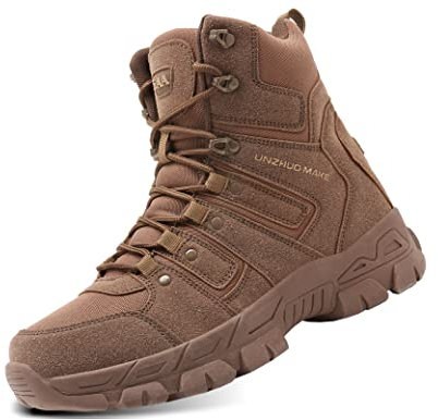 5.AA B811 Stivali da Combattimento Militari mimetici da Uomo Scarpe da Allenamento tattiche Impermeabili Stivaletti Azione Deserto Boot marrone 42 EU