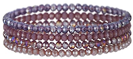 FULU AUTUMN Damen Kristall Perlen Armband Mehrschichtiges Steine Armband Boho Modeschmuck Beste Freundin Geschenke(Purple)