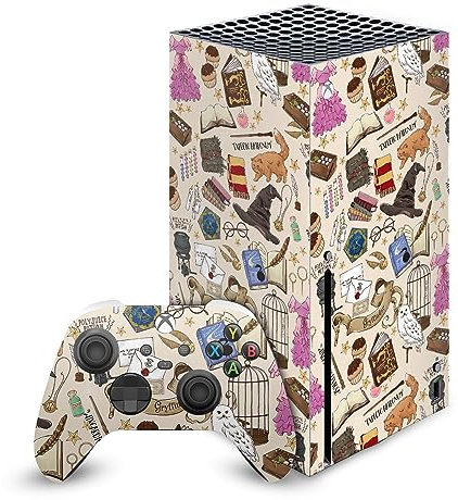 Head Case Designs Offizielle Harry Potter Hogwarts Muster Grafiken Vinyl Haut Gaming Aufkleber Abziehbild Abdeckung kompatibel mit Xbox Series X Console and Controller Bundle