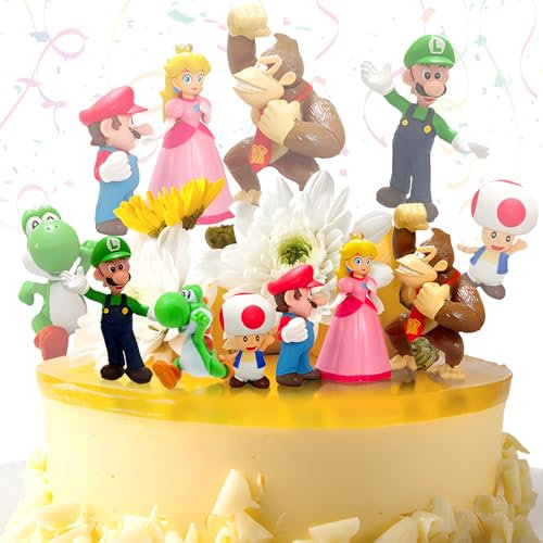 Snowtain Super Tortendeko Geburtstag, 6 Pcs Tortendeko Cartoon Kindergeburtstag, Cartoons Kuchen Topper Spielzeug für Mädchen Junge Geburtstags Party Liefert, Wiederverwendbar