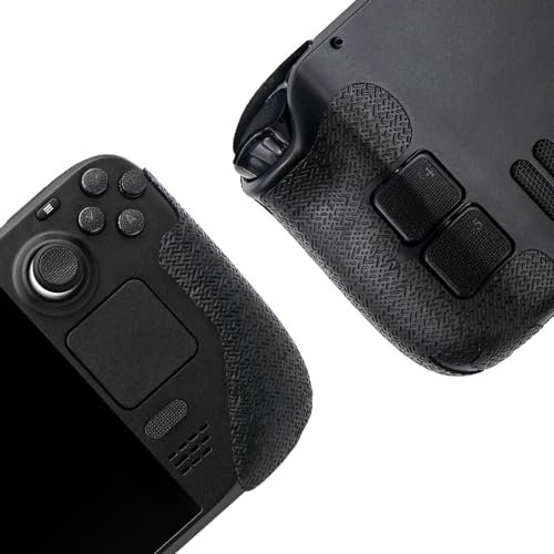 Luck&Link Controller Grip per Steam Deck, Kit Pelle Texture, per Steam Deck Anti-Skid Sweat-Absorbent Controllers Maniglia, Include Pulsanti (Default - Nero)