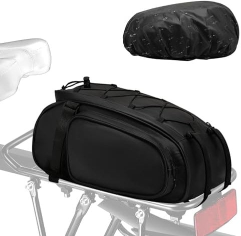 OFASIZEN Sacoche Velo Porte Bagage Arriere, Sacoche de vélo réfléchissante avec Porte-Bagages 8L, Sacs de Porte-Bagages Multifonctionnels 3 en 1 avec Housse de Pluie