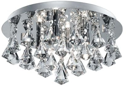 Licht-Erlebnisse Deckenlampe Bad Ø 38 cm rund IP44 für 4x G9 Chrom Glas Kristall Metall Klassisch Deckenleuchte Badezimmerlampe Decke