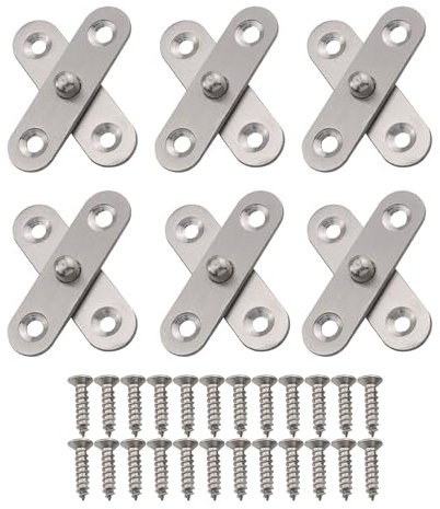 WELWIK 6 Stück 360 Grad drehbares Drehscharnier, 57 x 16 mm, Edelstahl, Pivot-Tür-Achse, verdecktes Scharnier, Holztür, nach oben und unten, geeignet für Zuhause, Küche, Tür, Wandschränke