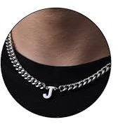 HAYOUWAY Mens Initial Necklace, Silver Cuban Chain Necklace for Men Dad Boyfriend Husband Silver Chain Mens Gifts for Son Brother Birthday Gifts Fathers Day Anniversary Graduation Gifts for Him