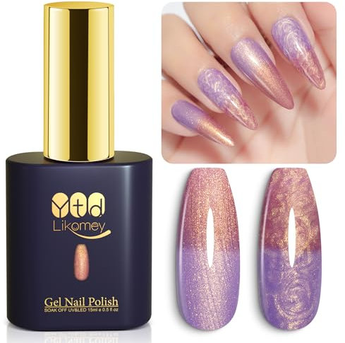 YTD Likomey UV Pearl Tread Nagellack Farbwechsel,15ml Perlglanz Lila Rosa Muschel Meerjungfrau Zeichnung Perlglanz Glitter Stimmung Temperaturwechsel Farben,Thermal UV Gel