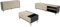 PEGANE Ensemble de Salon en Bois mélaminé avec Meuble Bas TV + Table Basse relevable + Buffet Coloris chêne Naturel, Graphite