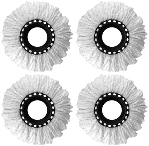 Mop Heads Replacement, 4 Pack Mop Head,Spin Mop Heads Replacement,Heads Refill for 360°Rotating Round Spin Magic Mop Microfibre Refills,Premium Quality Replacement Mop Heads for Rotating Mop
