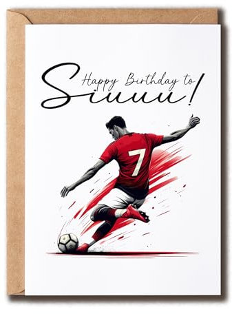 Ronaldo Birthday Card - Happy Birthday To Siuuuuuuu Card - Funny Football Card - Soccer Ball Card - Great Gift For Fan Football