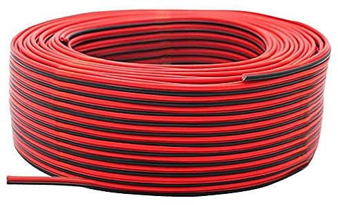 Jemcgrl Cable de 2 100M 22AWG 12V / 24V Cable de ExtensióN Rojo y Negro Cable de AlimentacióN de Barra de Luz LED de Cobre EstañAdo de 2 Cables