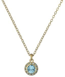Ted Baker Soltell Solitaire Sparkle Crystal Pendant Necklace for Women (Gold/Aquamarine Crystal)