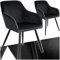 tectake® 2er Set moderner Esszimmer Stuhl, Esszimmerstühle mit Sitzfläche aus Samt, Armlehnstuhl, Sessel Wohnzimmer, gepolsterter Office Chair, Schminktisch Stuhl, gemütlicher Küchenstuhl - schwarz