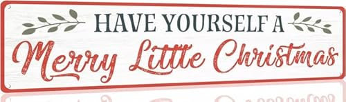 Horienteeon Vintage Straßenschild Have Yourself a Merry Little Christmas Aluminiumschild Retro Straßenschilder Country Retro Metall Wand Männerhöhle Metallschilder Dekorative Schilder 10,2 x 40,6 cm