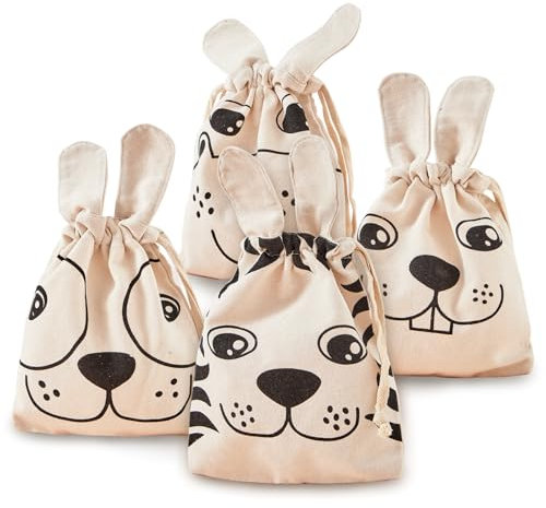 4 Stück Ostertüten Zum Befüllen Geschenktüten Ostern Mit Hasenohren, Ostertasche Zum Befüllen Leinwand Osterkörbchen Zum Befüllen, Osternester Zum Befüllen Für Kinder Osternest Gefüllt Osterkorb