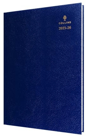 Collins 'Desk' 13 Month Mid/Academic Year Planner, July 2025-July 2026-44M.60-2526 -Day-to-Page Appointments Diary, A4 Hard Cover, Blue