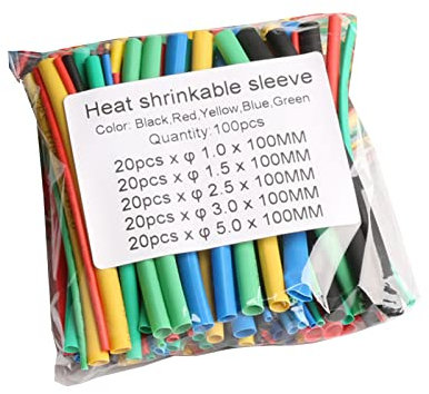 Lot de 100 gaines thermorétractables - Assortiment de gaines isolantes électriques - Rapport 2:1 - Rétrécissement rapide de la chaleur