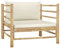 Myheimly Gartensofa mit Kissen Cremeweiß Bambus