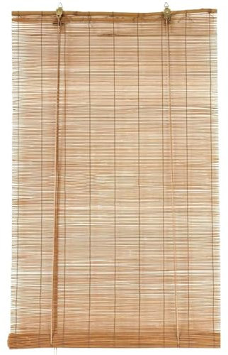 MadeInNature Rollo mit Bambusstäben, natur, höhenverstellbar, Breite wählbar, für Innen- und Außenbereich, geschützter Bereich, Befestigung mit oder ohne Bohren, Breite 200 x 200 cm