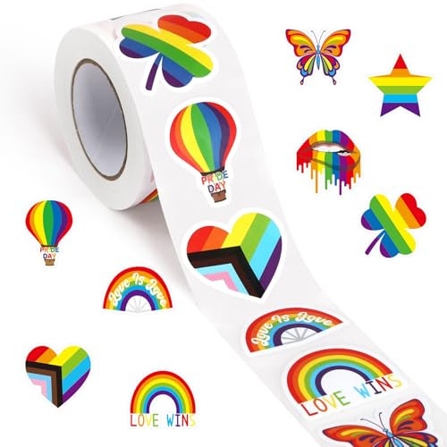 SANNIX Pride Stickers, 500 Stück LGBTQ Sticker Pride Regenbogen Aufkleber Gay Regenbogen Sticker für Pride Deko