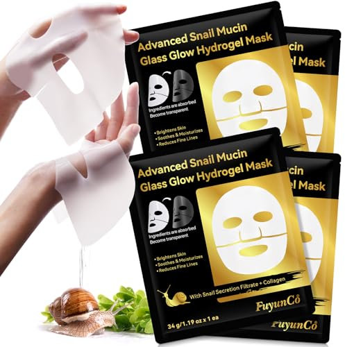 Snail Mucin Collagen Face Mask, Korean Glass Skin Collagen Mask with Snail Protein, Hydrogel Sheet Mask Revitalizes Skincare, Deep Nourishment, Anti-Aging,Strengthening Skin Barriers,Reduce Fine Lines