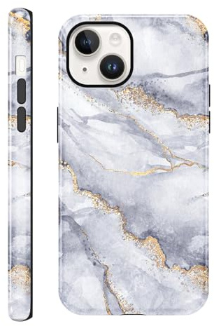 Saqmkil Handyhülle für iPhone 14/iPhone 13 6,1 Hülle, Aesthetic Muster Marmor Mädchen Frauen Case, Weich Silikon Dünn TPU + PC Bumper Stoßfeste Kratzfest Schutzhülle Cover für iPhone 14,Schwarz 01