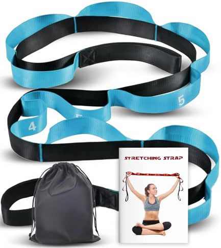 Acozycoo Stretching Strap with Loops for Physical Therapy,Yoga Strap for Stretching,Home Workout,Pilate & Flexibility Training,Non-Elastic Exercise Stretch Band for Hamstring,Leg Stretcher Belt,Flexibility Fascia (Blue)
