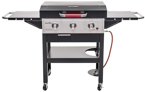 Char-Broil Gasgrill Plancha Griddle 3400 - Grillplatten-Gasgrill, Abfluss & Fettauffangschale, Elektronische Zündung, Deckel - Ideal für draußen, Garten, Terrasse
