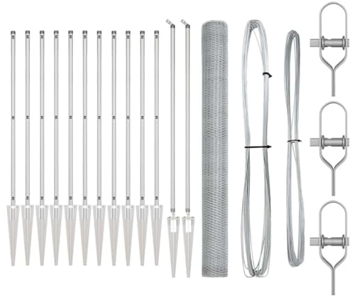 vidaXL Zaunpfosten Silber 25 x 1,5 m (25 mm Gitter) Stahl, Garten & Terrasse, Robustes Stahlzaun, Moderne Zaunpaneele, Sicherheitsstangen, Wohnbereich abschottend