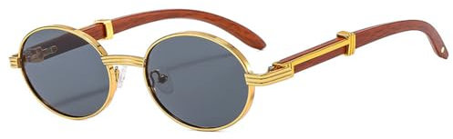 GGYTMQL Ovale Retro-Sonnenbrille für Herren, modisch, klarer Farbverlauf, Brillen, Luxus-Sonnenbrille, UV400, Goldgrau, Einheitsgröße