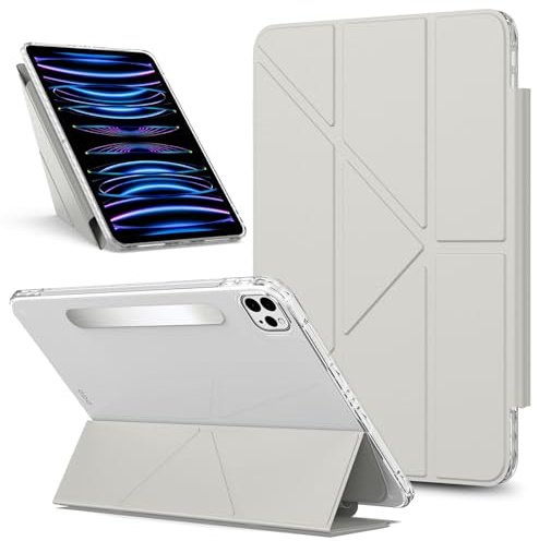 XNCVBD Viaggio con Tablet for iPad PRO 13 inch M4 2024 7th Generation Detachable Magnetic Tablet PC Cases Multi-Angle Viewing Clear Transparent Back Shell Shockproof Case Protezione del Tablet(Gris)
