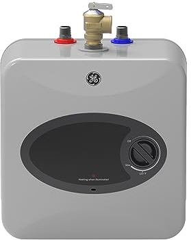 GE Appliances 2.5 Gallon, Versatile Mini Tank Water Heater with Adjustable Thermostat, Easily Installs Under Sink, 120v, GE02P08BAW