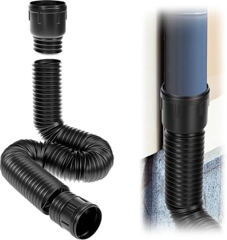 QWORK® Prolunga flessibile per grondaia rotonda, realizzata in PE, estensibile da 47 a 150 cm, per prati, pavimenti in cemento e giardini, per pluviali da 80/100 mm