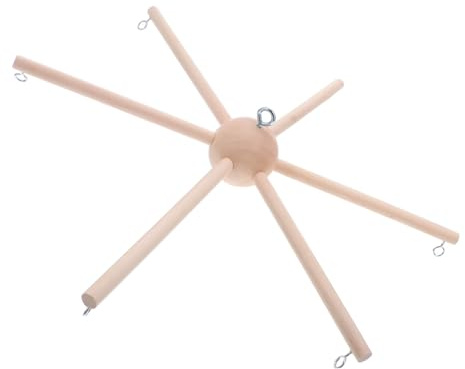 MERRYHAPY Holz Mobile Halter mit Stabilem Verstellbarem Gestell für DIY Babywiege Mobile und Windspiel Natürlicher Holzrahmen für Kinderzimmerdeko Flexible Montage Langlebiges Holzspielzeug