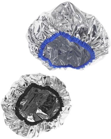 2 Stück Aluminiumfolie Pflegehauben für Haarbehandlung und Färbung | Schwarz und Blau, Faltbar, Weiche Ausführung, Gleichmäßige Wärmeverteilung, für Zuhause und Reisen