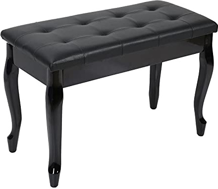 Mtlavishness Piano Bench Wood Piano Stool with Storage Box PU Leather Padded Cushion Wooden Bench for Recording Room Concert School Church Home Band Musical Performance Furniture