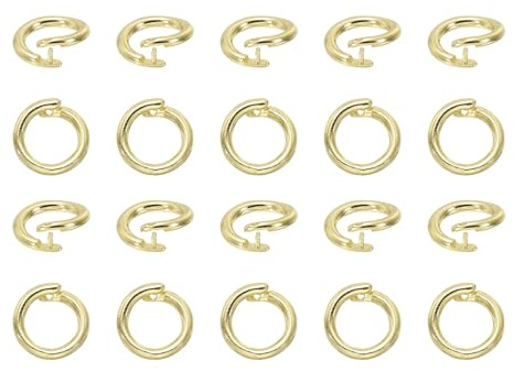 sourcing map 20 Pcs Locking Jump Rings 10mm Round Twist Clasp Open End Jump Rings Connector Link for DIY Craft Jewelry Making Findings Necklace Bracelet Keychain, 14k Gold