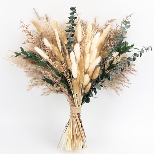 N&T NIETING Pampasgras Getrocknet Deko,110 Stück Natürliches Trockenblumen | Natürliches Trockenblumen Pampasgrasdekoration, Getrockneten Blumen für Hochzeit Home Vases Boho Deko