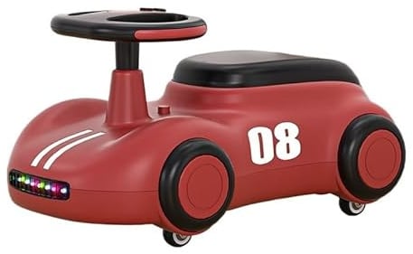 rutschauto Rutschauto for Kleinkinder, Rennwagen for Sitzen und Stehen, Spielzeugauto for Kinder mit Musik, Licht und Stauraum unter dem Sitz laufrad(Rosso)