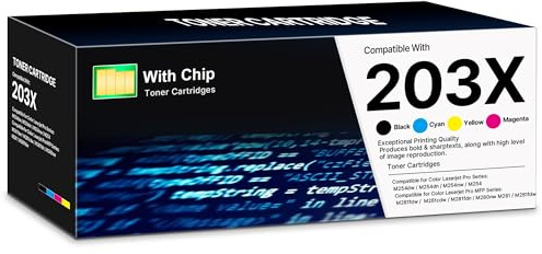 203X 203A Mit Chip Kompatible für HP 203X 203A Toner für HP Color LaserJet Pro MFP M281fdw M281fdn M281cdw M280nw M254dw M254dn M254nw CF540X Tonerkartusche (Schwarz Cyan Gelb Magenta , 4er-Pack)